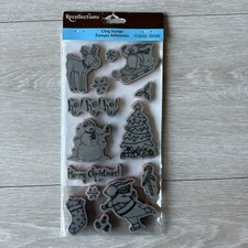 Recollections Christmas Cling Stamps Animals Snowman Winter