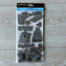 Recollections Christmas Cling Stamps Animals Snowman Winter