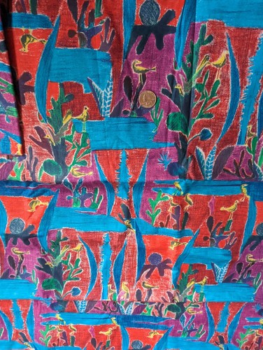 Vintage 1980s Liberty Of London Yellow Bird Abstract Cotton Fabric 3 Yardsx 54"