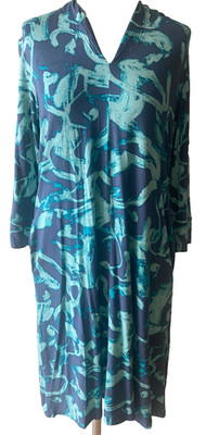 Adini Viskose/Elasthan Kleid V-Ausschnitt 3/4 Ärmel Seitentaschen Slipper Gr. M