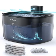 Wireless Cat Water Fountain: [Pumpless] & [Detachable Battery] FEELNEEDY 4L B...