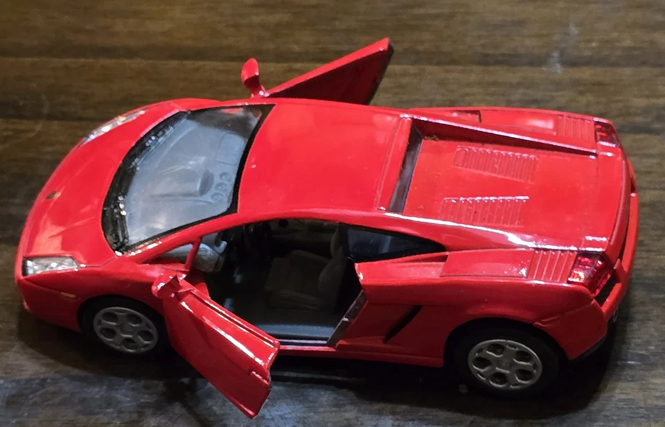 Súper coche suelto Kinsmart Lamborghini Gallardo rojo retroceso escala 1/32 5" Foto 3 de 4