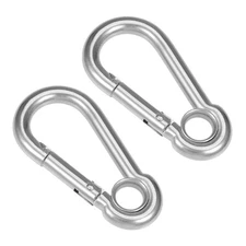 3.16"/80.3mm Stainless Steel Carabiner Spring Snap Link Hook Clip Keychain 2 Pcs