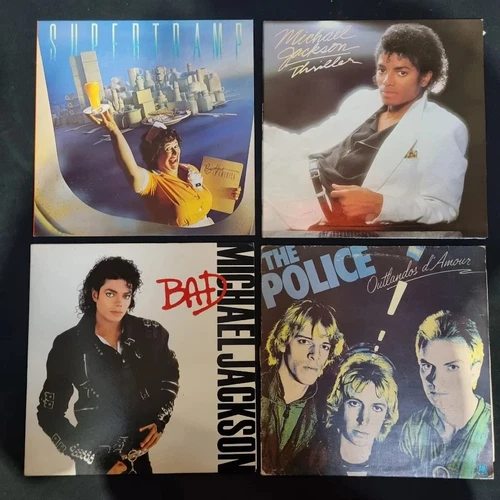 Pop Rock 7 x Vinyl Record LP Job Lot Super Tramp Michael Jackson Police Clapton