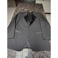 Courreges Homme Paris Mens Black 100 Wool Tuxedo Jacket Velvet Peak Lapel USA