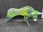 Vintage Murano-style Green Art Glass Bull - Unmarked