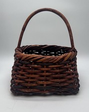 Vintage Handwoven Wicker Basket With Handle