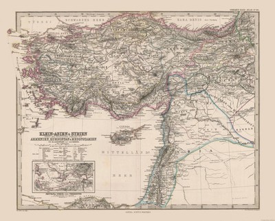 Historic Map - Asia Minor Syria - Stieler 1885 - Vintage Wall Art