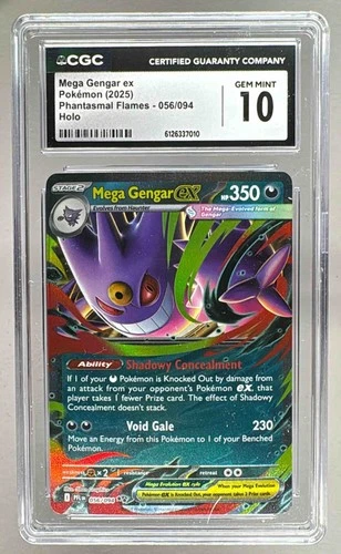 7010 Mega Gengar ex 2025 Pokemon Phantasmal Flames #056 Holo CGC 10