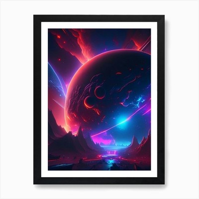 Universe Neon Nights Space Art Prin Framed Wall Art Poster Canvas Print Picture