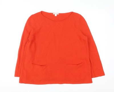 COS Damen rot Baumwolle Rundhalsausschnitt Langarm Pullover Pulli Gr. 12
