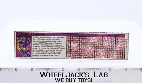 Shockwave Action Figure Tech Spec 1985 Vintage Hasbro G1 Transformers