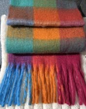 Alpaca/ Wool/ Mohair Modern Oversized Soft Warm Scarf W/ Tassels  94x15   NWT 