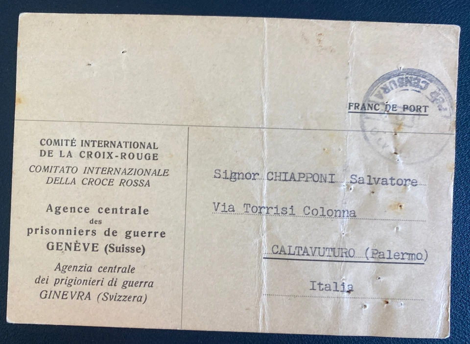 Receipt For Serch Card Cover Red Cross POW Services Found In Germany 1943 - Image 2 of 3