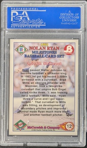 1993 Pacific McCormick #12 Nolan Ryan Milestones PSA 9 MINT - Picture 2 of 2
