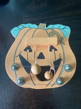 Vintage Pumpkin Harp Chime Wall Hanging Halloween Fall Harvest 3.5” Miniature 