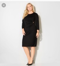 Avenue Black Ruched Ponte Evening Cocktail Party Dress 18 20