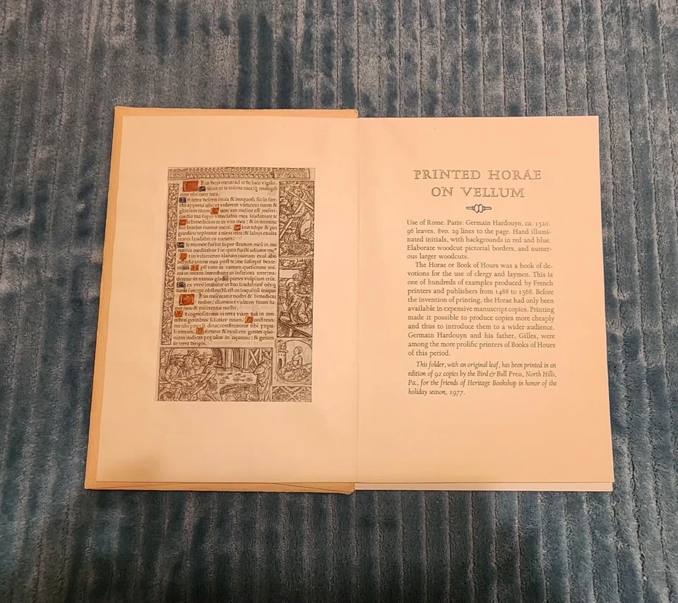 ГЕРМЕН ХАРДУИН Книга Часов Использования Рима Пергамент Лист c. 1520 в папке 12/1977 - Изображение 2 из 4
