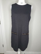 J. Crew Women’s Black 97% Cotton Gold Zip Sleeveless Sheath Dress Sz Medium