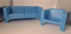 LOT OF 2 VINTAGE BARBIE-DREAM COLLECTION BLUE COUCH & CHAIR 1973 MATTEL @@@