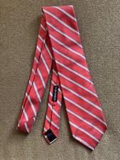 Gitman Bros Men's Pink Blue Striped All Silk Neck Tie Made In USA