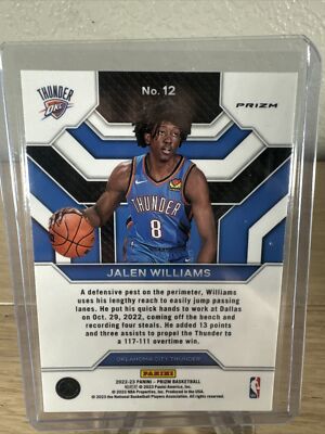 2022 Panini Prizm Jalen Williams Emergent Silver Prizm Rookie OKC