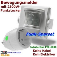 PD-840 Intertechno PIR-6000 Funk Bewegungsmelder Mit Diw-Funk-Stecker DSR-2300