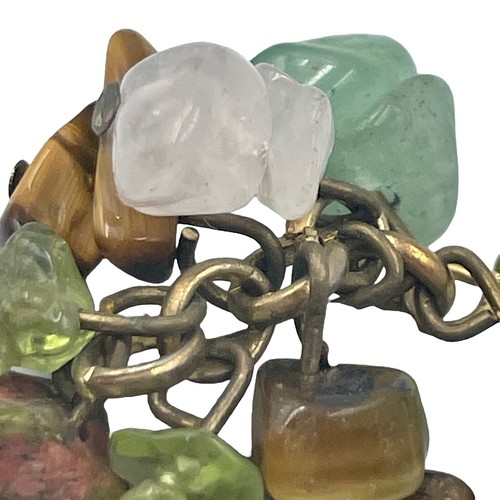 Gemstone Chip Earrings Tiger Eye Rose Quartz Aventurine Unakite Gold Tone Dangle - Picture 12 of 13