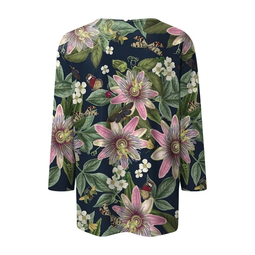 3/4 Length Sleeve Womens Tops Casual Loose Fit V-neck Shirts Floral Tunic Tops - Picture 13 of 51