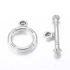 50sets Antique Silver Round Toggle Clasps Alloy Jewelry Connector Nickel Free