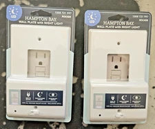 Hampton Bay 1-Gang Rocker Powered Wall Plate with LED Nightlight White 2 Pack