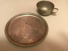 VINTAGE 1940's aluminum Little Bo Peep TOY TEA SET - saucer and cup