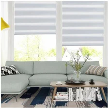 Horizontal Window Shade Blind Zebra Dual Roller Blinds Curtains,Easy to Install 