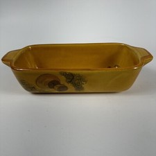 Vintage Los Angeles Potteries Mushroom Loaf Pan Yellow 10.4 Inch Ceramic