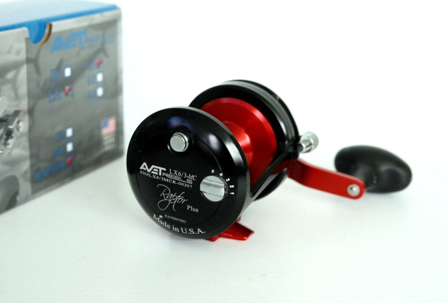 Avet LX6/3 MC RAPTOR PLUS 2-Speed Lever Drag Reel BLACK RED 