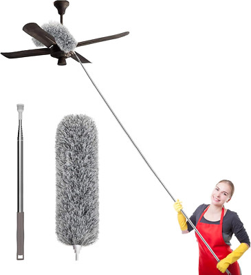 Extra-Long Dusters with Extension Pole 100-Inch for Cleaning, Bendable Microfibe