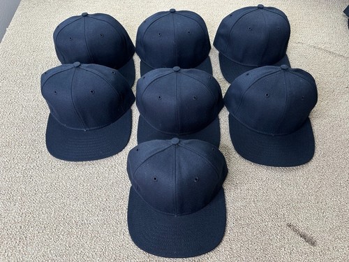 Blank Hat Lot (7) DeLong Snapback Cap Wool Navy Blue M-L USA Customizable VTG - 第 1/7 張圖片