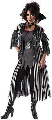 Gothic Pirate Queen Caribbean Pirate Girl Fancy Dress Halloween Adult Costume