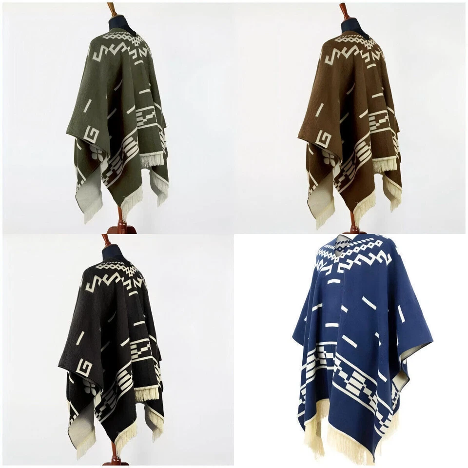 NAO61_29 Clint Eastwood Western Cowboy Poncho Serape replica handmade of faux-alpaca wool