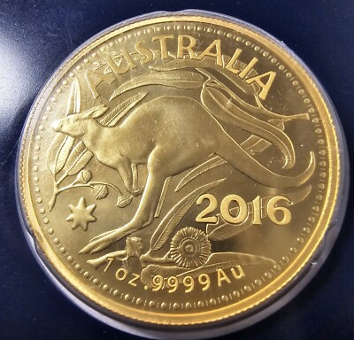 2016 1 Oz Gold Kangaroo Coin Royal Australia Mint $100 In