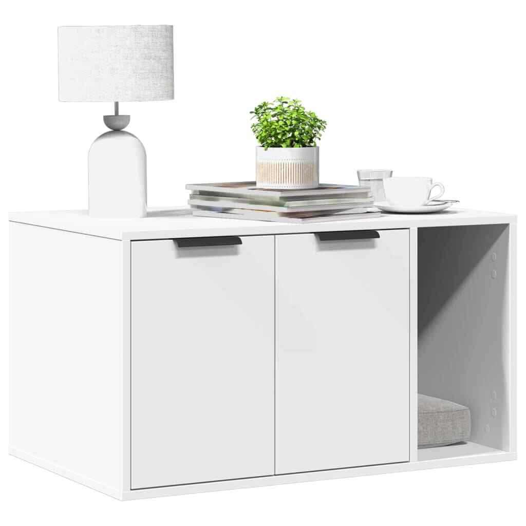 vidaXL Cat Litter Box Enclosure White 80x50x45 cm Engineered Wood