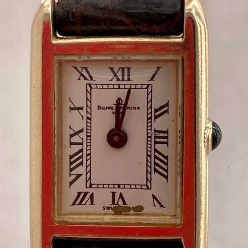 Baume & Mercier 14K Ladies Tank Style Watch Mechanical Runs Well - Picture 5 of 13