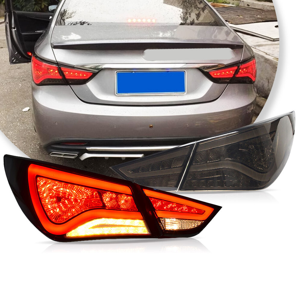 VLAND Smoked LED Tail Lights for 2011-2014 Hyundai Sonata with Dynamic Animation