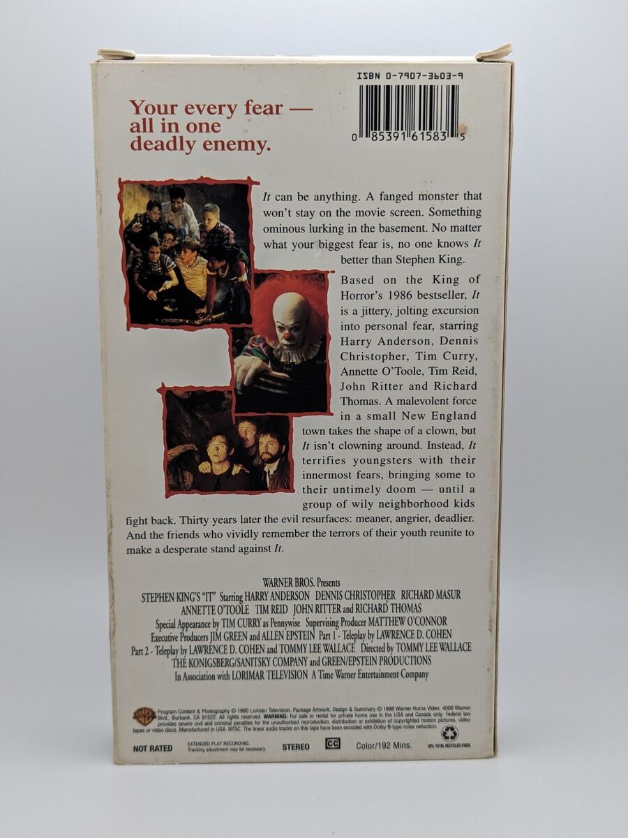 Stephen King's IT (VHS, 1990) 1998 Release Horror Pennywise Stephen King's IT (VHS, 1990) 1998 Release Horror Pennywise