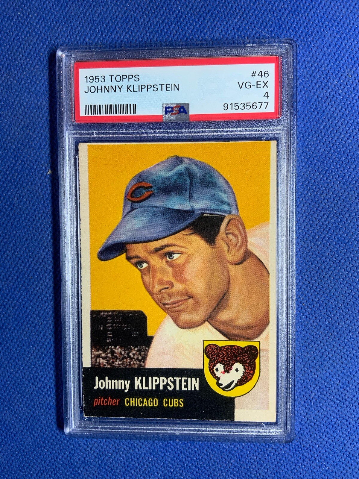 1953 TOPPS #46 JOHNNY KLIPPSTEIN CHICAGO CUBS VG-EX PSA 4