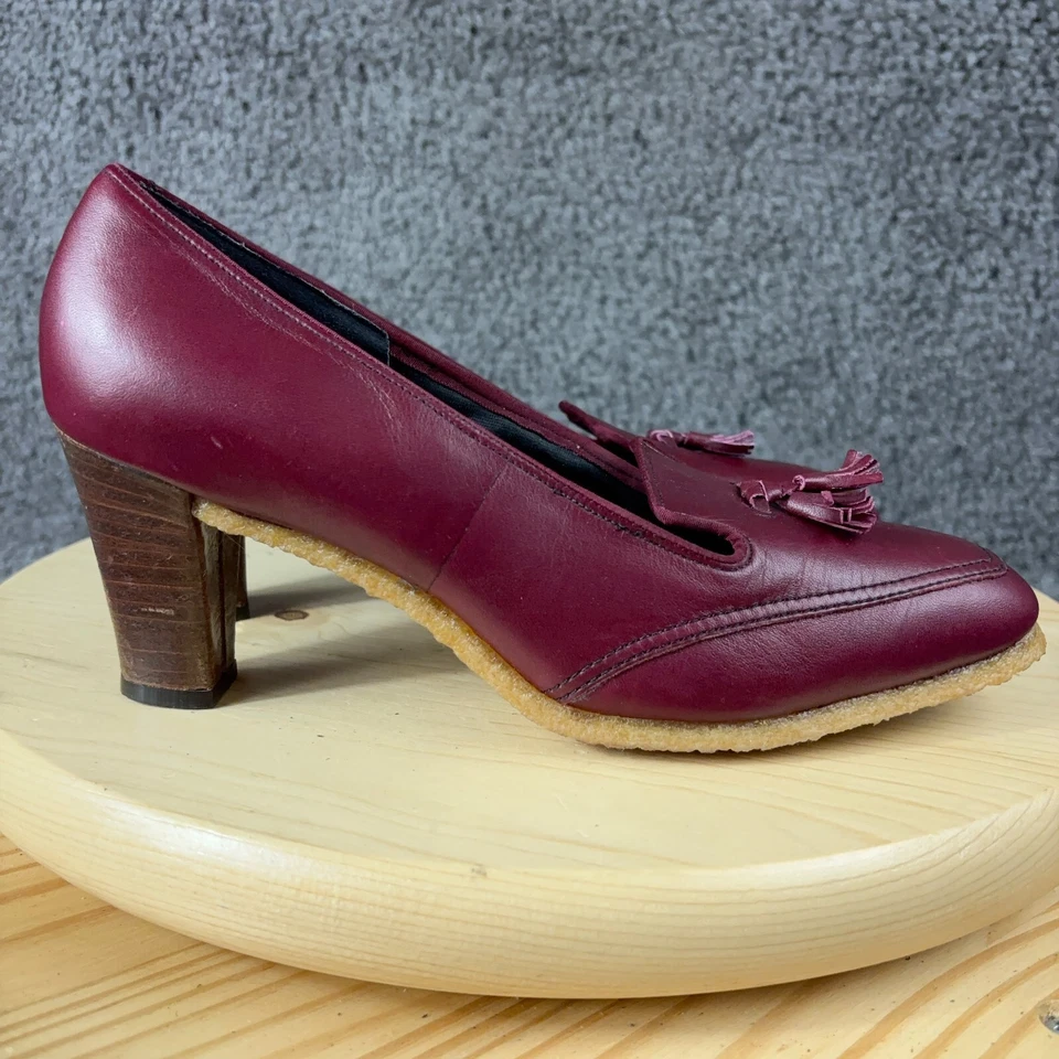 Zapato de salón Airstep para mujer talla 9,5 de cuero rojo sin cordones de tacón alto hecho en EE. UU. Foto 3 de 4