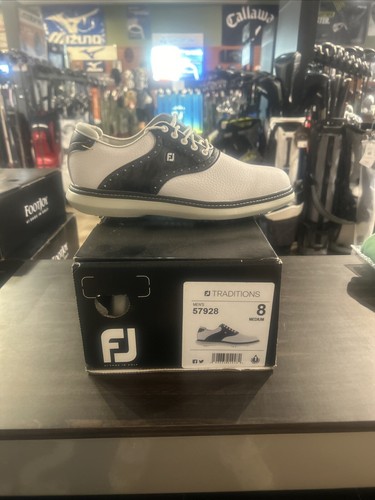 (New) FootJoy Traditions 57928 White/Black Camo Size 8