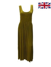 Womens Ladies Handmade Boho Maxi Elasticated Sleeveless Dress Free Size Up To 22