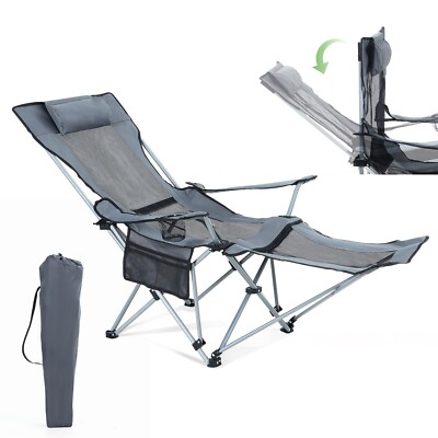 Camping Chair with Footrest, Outdoor Folding Camping Chair, Lawn Chair