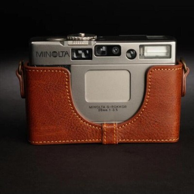 Genuine Real Leather Half Camera Case Bag Cover Handmade For Minolta TC-1 TC1